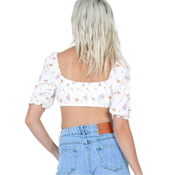 Princess Polly White Floral Caribou Crop Top Size 10 NWT - Picture 3 of 13